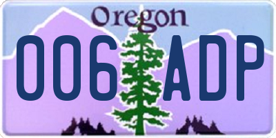 OR license plate 006ADP