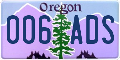 OR license plate 006ADS