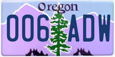 OR license plate 006ADW