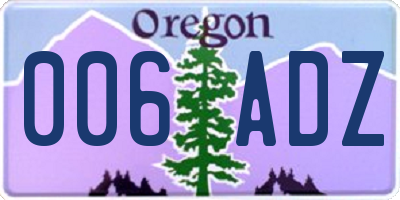 OR license plate 006ADZ