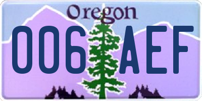 OR license plate 006AEF