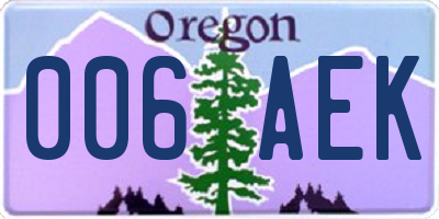 OR license plate 006AEK