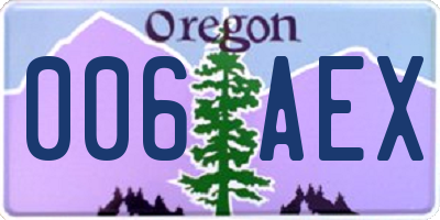 OR license plate 006AEX