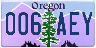 OR license plate 006AEY