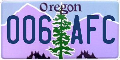 OR license plate 006AFC