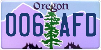 OR license plate 006AFD