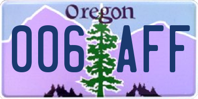 OR license plate 006AFF