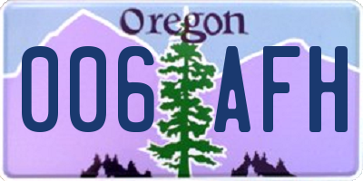 OR license plate 006AFH