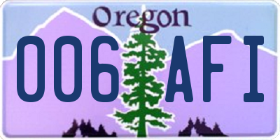 OR license plate 006AFI