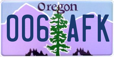 OR license plate 006AFK
