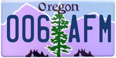 OR license plate 006AFM