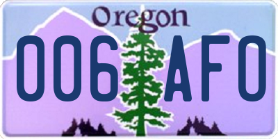 OR license plate 006AFO
