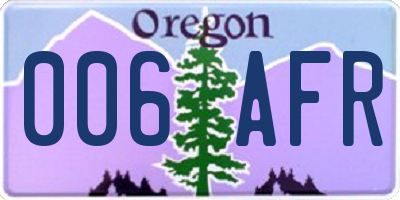OR license plate 006AFR