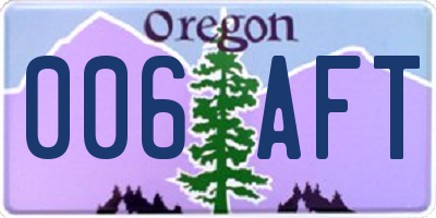 OR license plate 006AFT