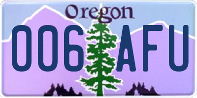 OR license plate 006AFU