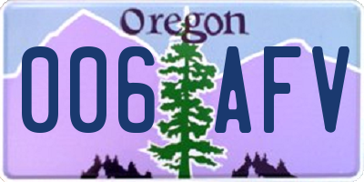 OR license plate 006AFV