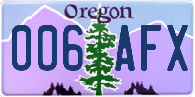 OR license plate 006AFX