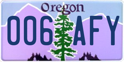 OR license plate 006AFY