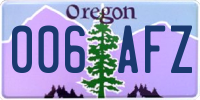 OR license plate 006AFZ