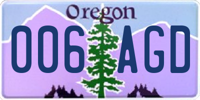 OR license plate 006AGD