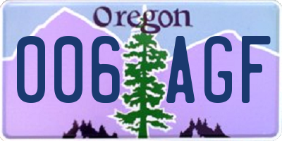 OR license plate 006AGF