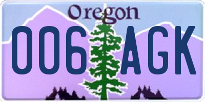 OR license plate 006AGK