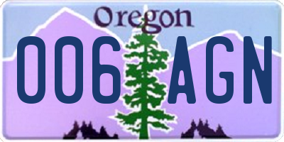 OR license plate 006AGN