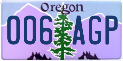 OR license plate 006AGP