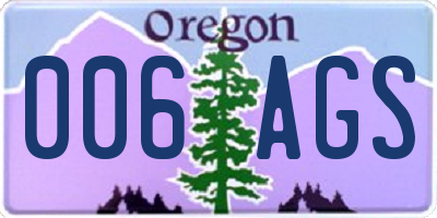 OR license plate 006AGS