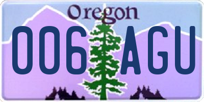 OR license plate 006AGU