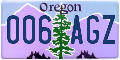 OR license plate 006AGZ