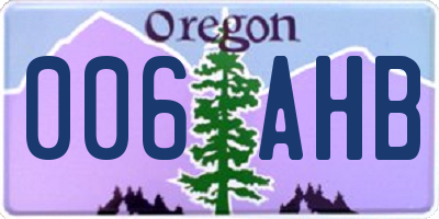 OR license plate 006AHB