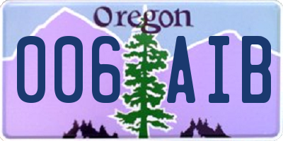 OR license plate 006AIB