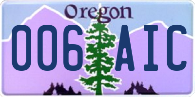 OR license plate 006AIC
