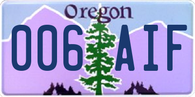OR license plate 006AIF