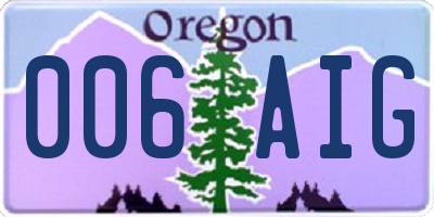 OR license plate 006AIG