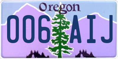 OR license plate 006AIJ