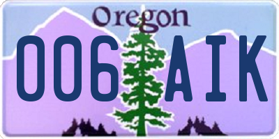 OR license plate 006AIK