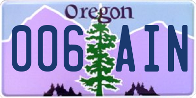 OR license plate 006AIN