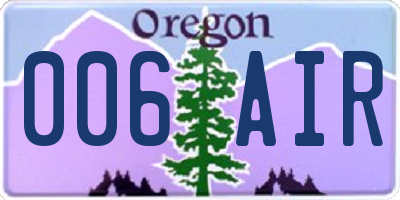 OR license plate 006AIR
