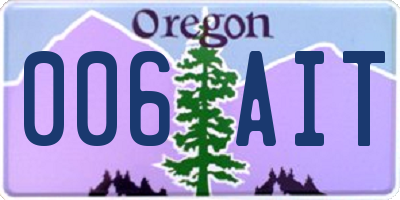 OR license plate 006AIT