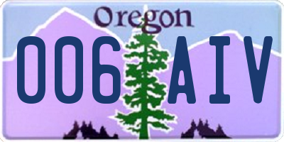 OR license plate 006AIV