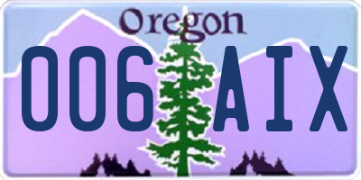 OR license plate 006AIX