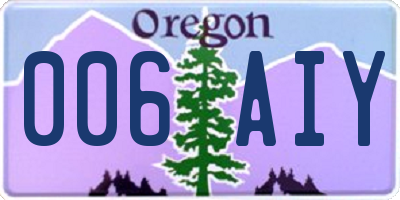 OR license plate 006AIY
