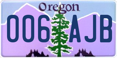 OR license plate 006AJB