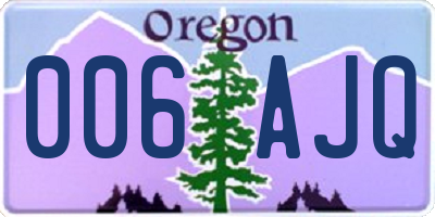 OR license plate 006AJQ