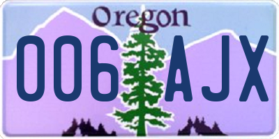 OR license plate 006AJX