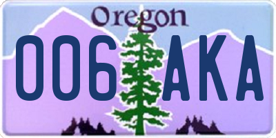 OR license plate 006AKA