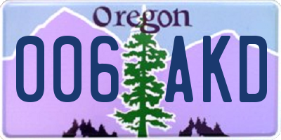 OR license plate 006AKD