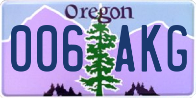 OR license plate 006AKG